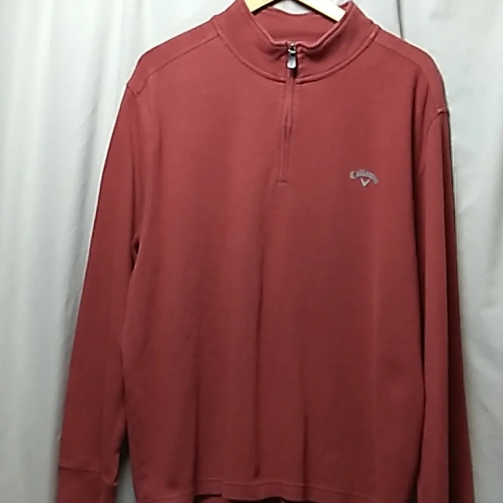 Mens Callaway 3/4 zip up pull over in rust color size XL